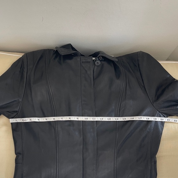 Liz Claiborne Black Genuine Leather Belted Jacket Large - Picture 4 of 9